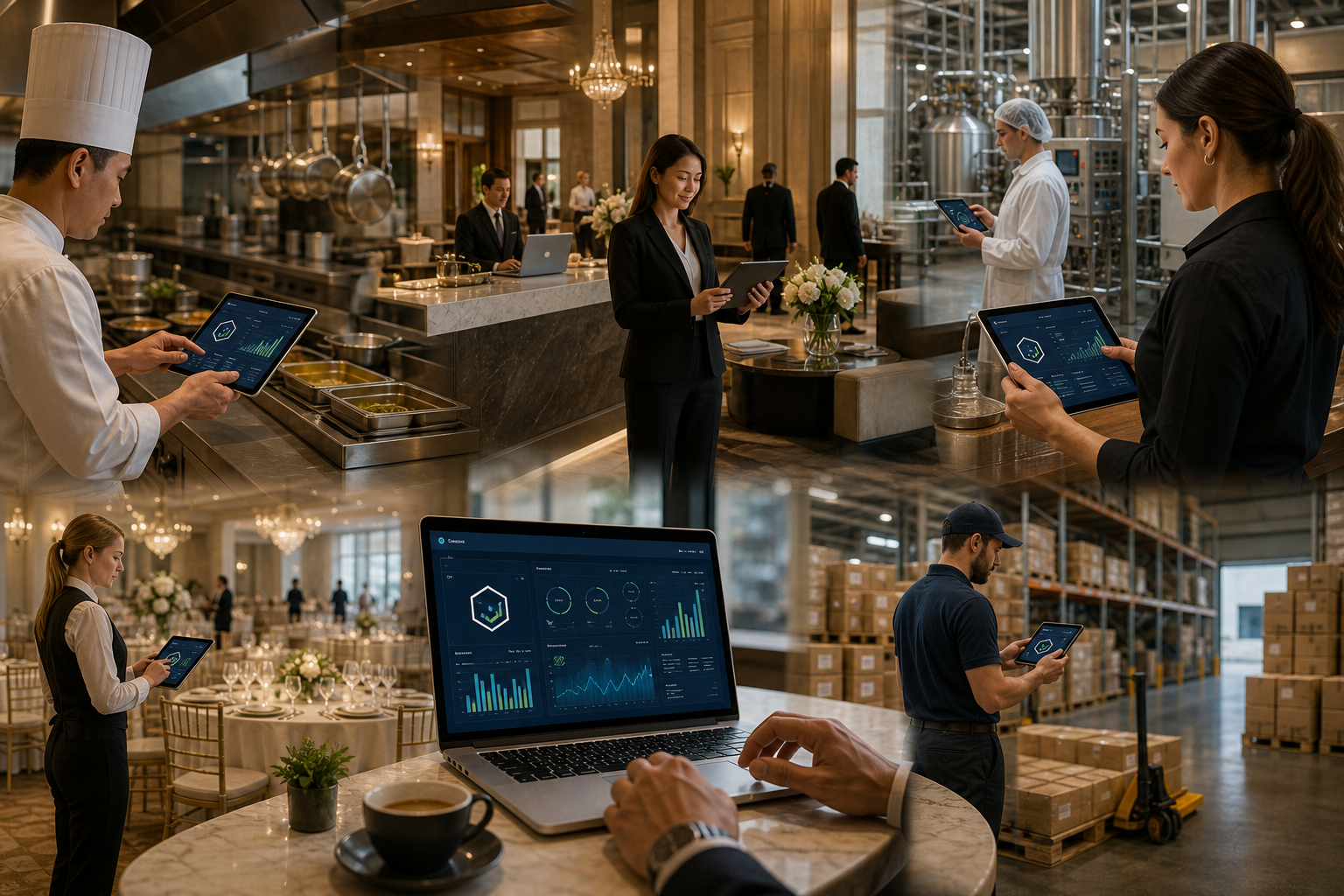 Food and beverage operators across restaurants, hotels, caf&eacute;s, production, catering, and distribution using MiseCentral on devices