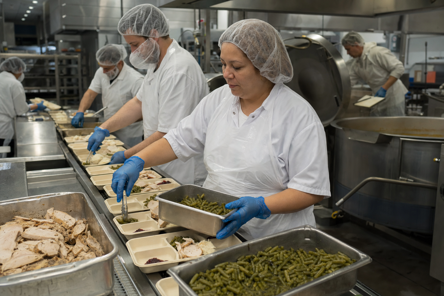 Institutional catering programs fed by commissary batch production