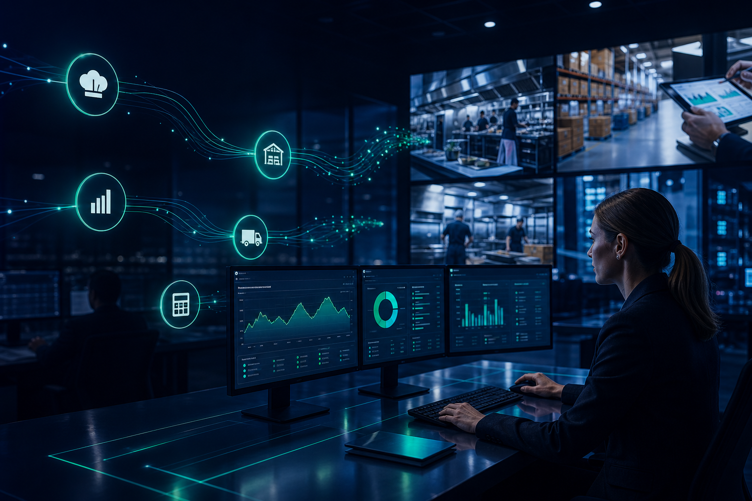 Enterprise operations team reviewing connected system integrations