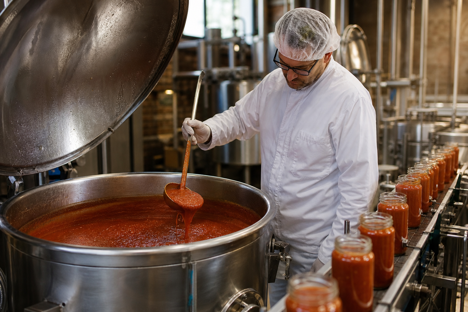 Sauce and condiment kettle production with viscosity and fill discipline
