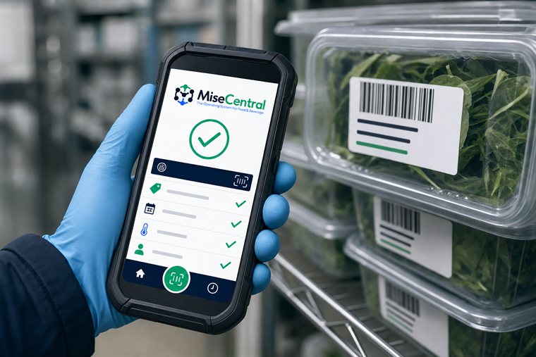 Operator scanning inventory with MiseCentral handheld